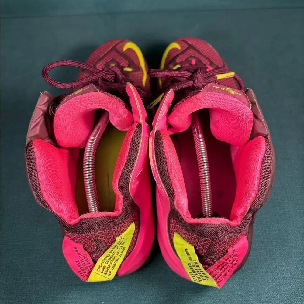 Size 12 - Men’s Nike LeBron XII Double Helix Merlot Volt Pink